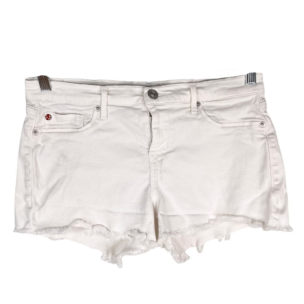 Hudson White Jean Shorts 29 Amber Raw Edge Hem Short